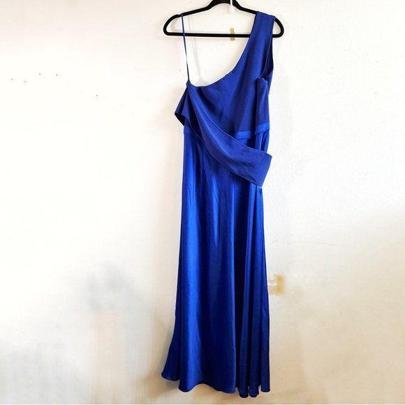 Ted Baker Dress Dark Blue Ivena Asymmetric Knit Bodice w/ Satin Skirt Sz 12 NWT - Picture 12 of 16